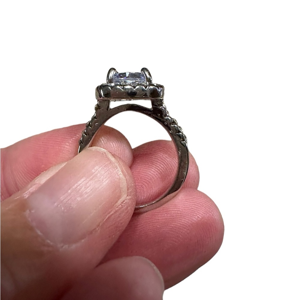 2 Piece Silver Diamond Solitaire Ring Set - image 7